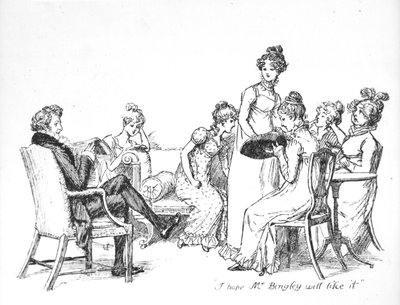 ジェーン・オースティンによる「プライドと偏見」のイラスト、1894年に発行されたエディション 作： Hugh Thomson